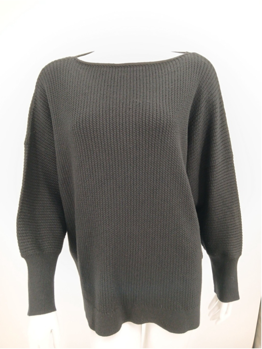 New T Tahari Woman Black Ribbed Boatneck Sweater Size 2X